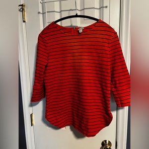 Merona top size S orange with navy blue stripes~ back zipper